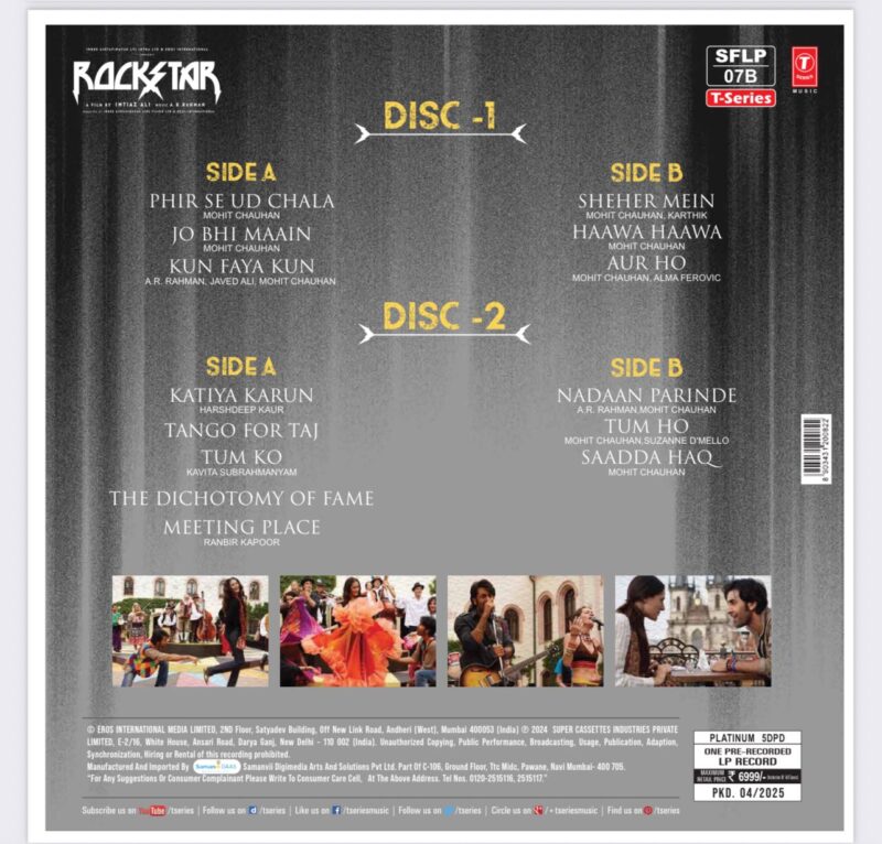 Rockstar - SFLP 07B - 2LP Set - Picture Disc - New Release Hindi LP Vinyl