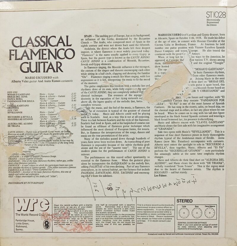 Classical Flamenco Guitar – ST 1028 – (85-90%) – English Classical LP Vinyl