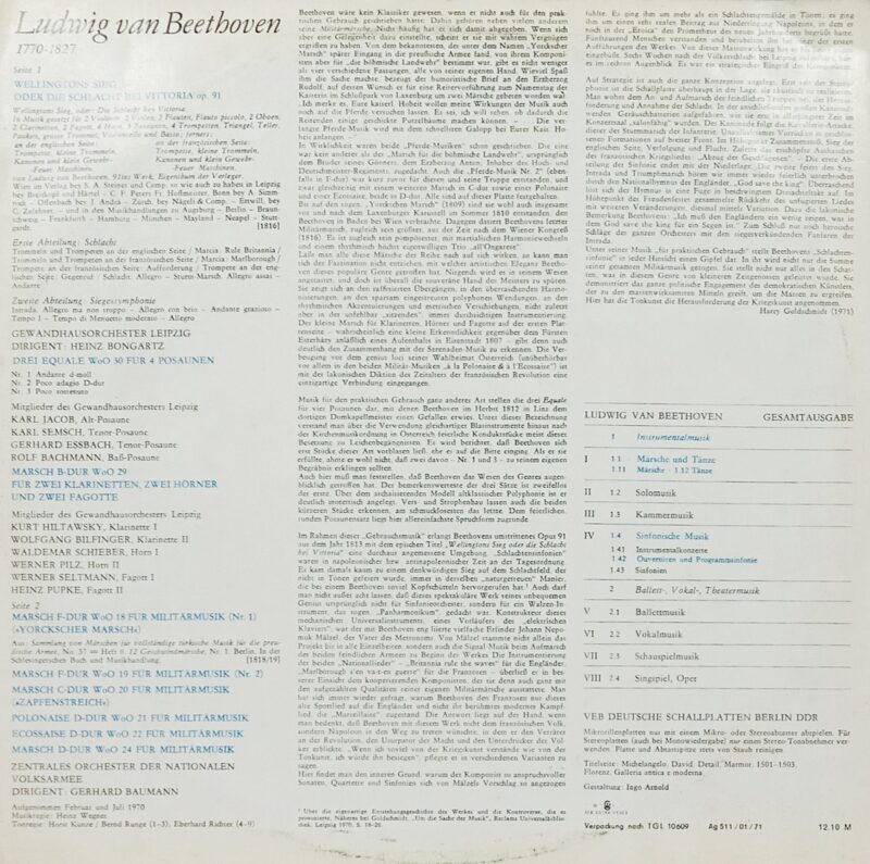 Ludwig van Beethoven - Wellingtons Sieg Oder die Schlacht bei Vittoria Op. 91 - 8 26 082 - (90-95%) - English Classical LP Vinyl