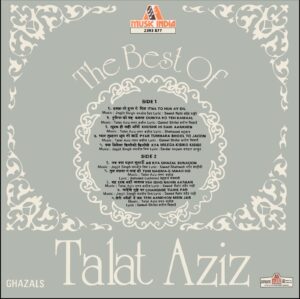 Talat Aziz - The Best Of - 2393 877 - (90-95%) - CR - Ghazals LP Vinyl Record