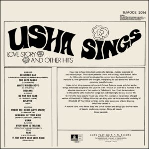 Usha Sings - Love Story And Other Hits - S/MOCE 2014 - (Condition 90-95%) - Cover Reprinted - English Song LP Vinyl Record