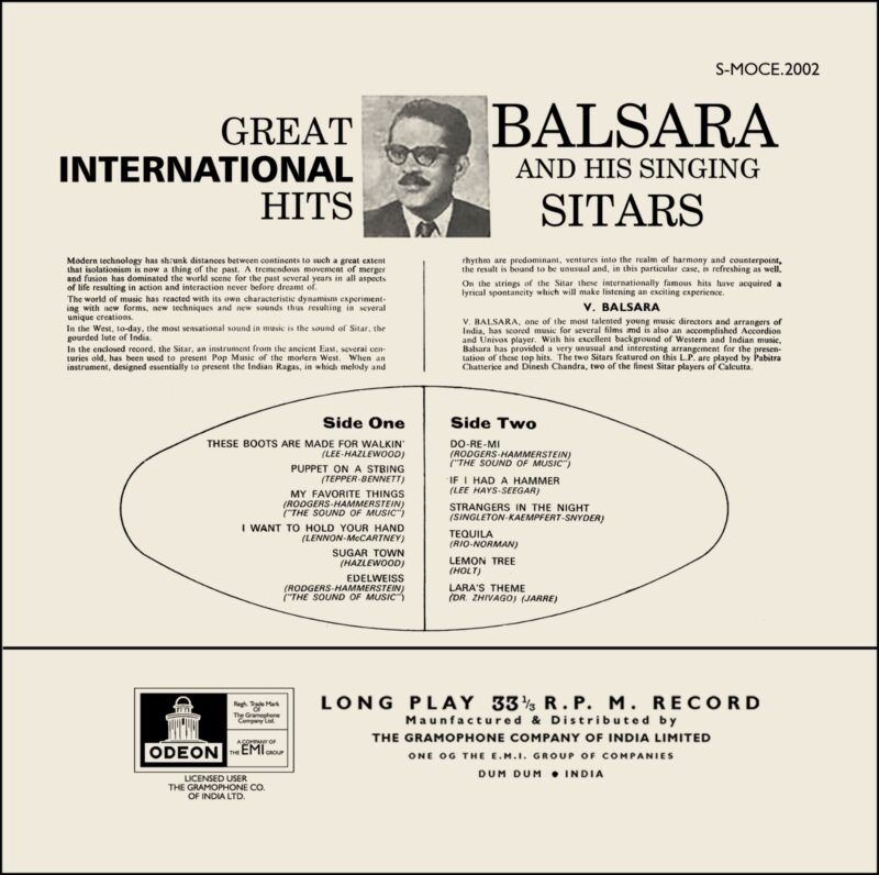 V. Balsara - Singing Sitars - S/MOCE 2002 - (Condition 85-90%) - Cover Reprinted - LP Record