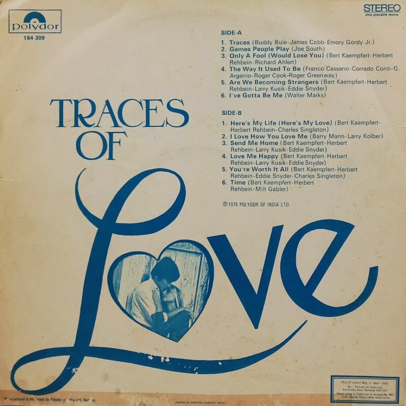 Bert Kaempfert - Traces Of Love -184 309 - (85-90%) - English Instrumental LP Vinyl
