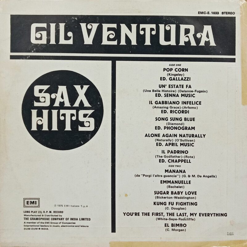Gil Ventura - Sax Hits - EMC-E 1033 - (80-85%) - English Instrumental LP Vinyl
