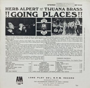 Herb Alpert Tijuana Going Places - SP 4112 - (90-95%) - English Instrumental LP Vinyl