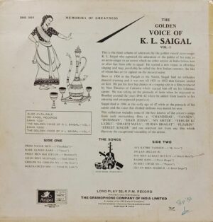 K. L. Saigal - The Golden Voice Of - EAHA 1004 - (85-90%) - Film Hits LP Vinyl