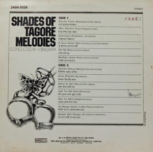 Shades Of Tagore Melodies Volume.3 - 2404 5128 -(90-95%) - Bengali LP Vinyl