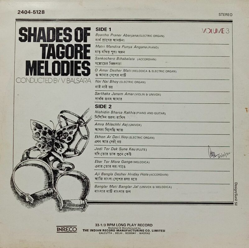 Shades Of Tagore Melodies Volume.3 - 2404 5128 -(90-95%) - Bengali LP Vinyl