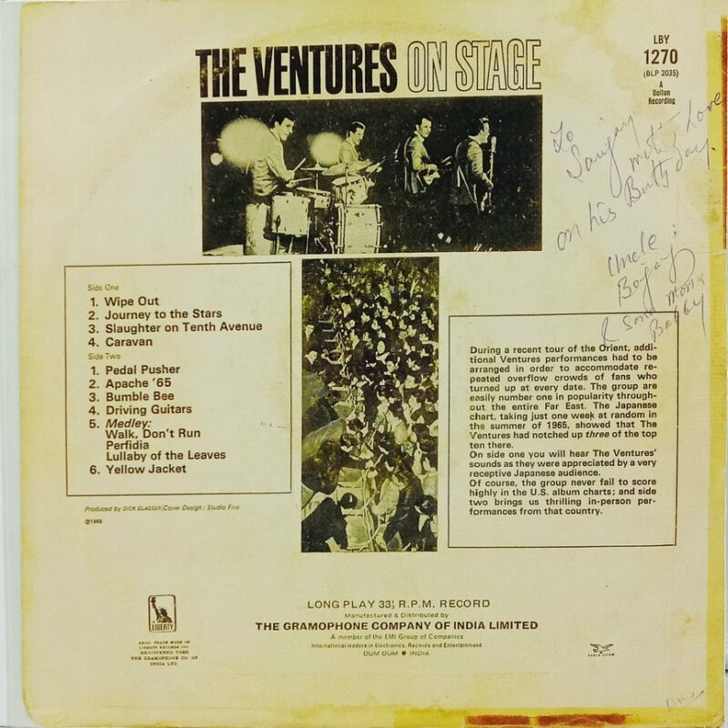The Ventures - On Stage - LBY 1270 - (80-85%) - Cover Colour Photostate - English Instrumental LP Vinyl