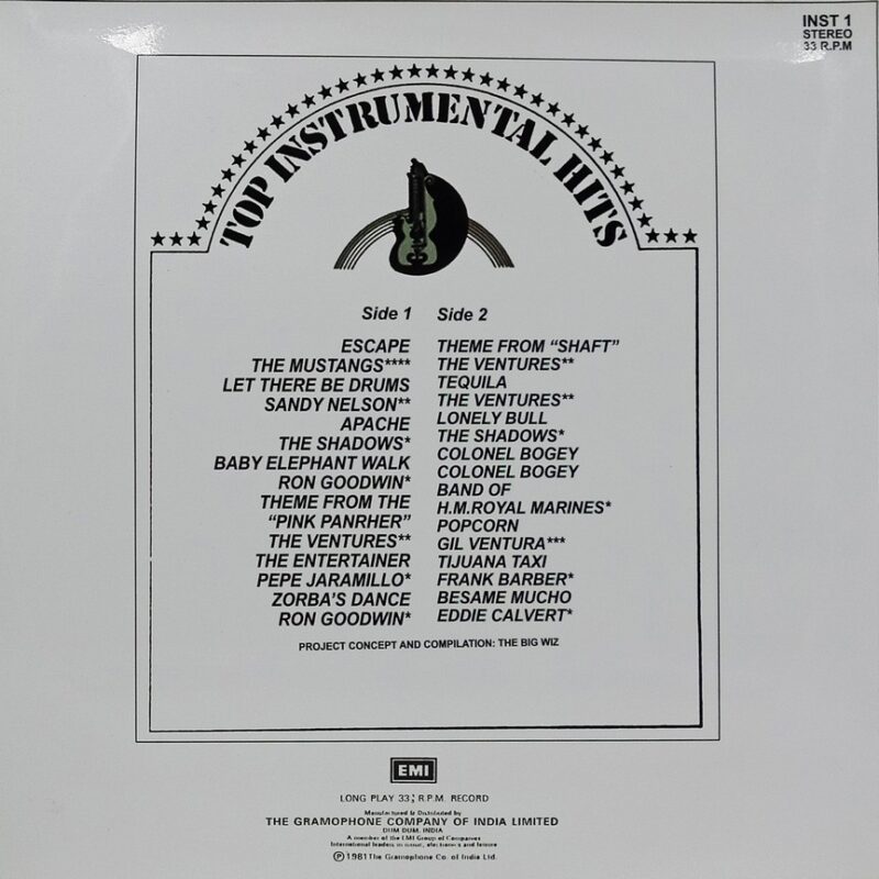 Top Instrumental Hits - INST 1 - (85-90%) - Cover Colour Photostate - English Instrumental LP Vinyl