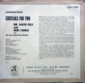 Acker Bilk Cocktai For Two - 33SX 1719 - (85-90%) - English Instrumental LP Vinyl