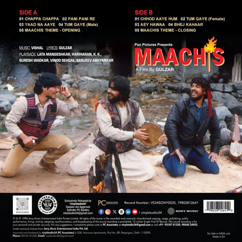 Maachis - VS34SONY0035 - New Release Hindi LP Vinyl