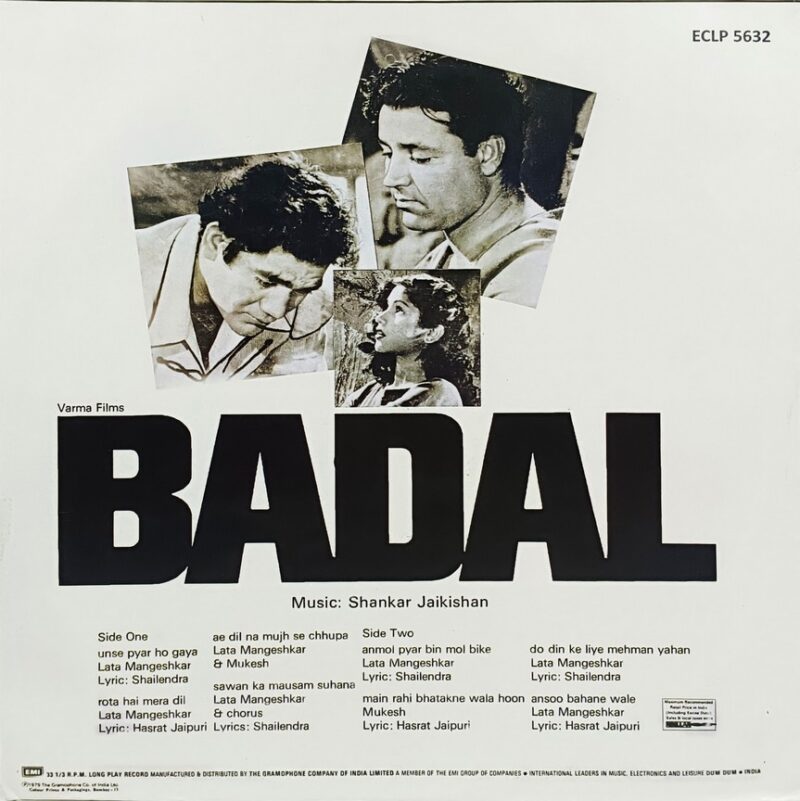 Badal - ECLP 5632 - (80-85%) - Cover Colour Photostate - Bollywood LP Vinyl