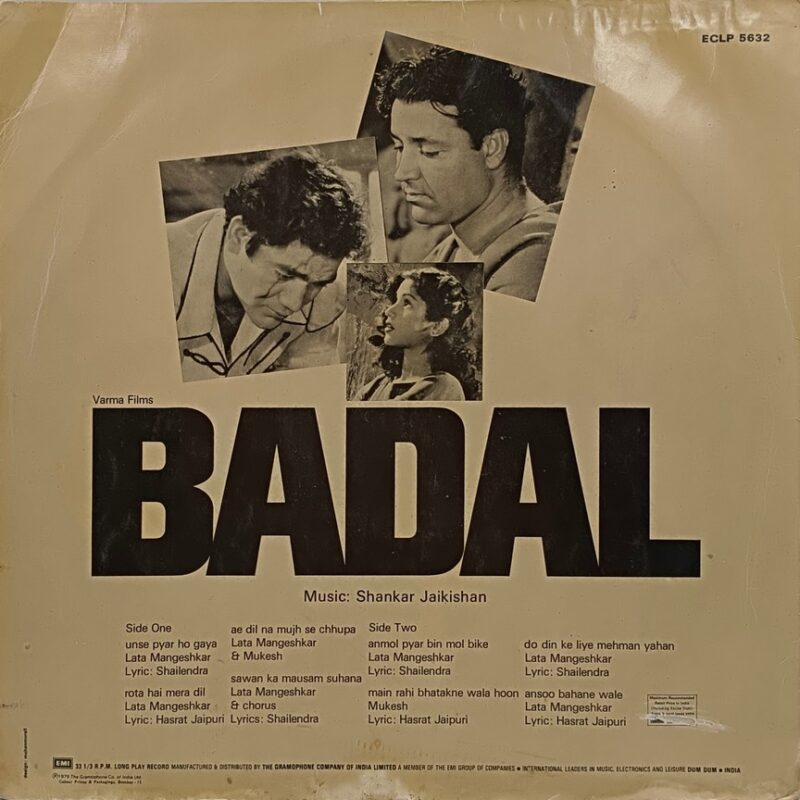 Badal - ECLP 5632 - (85-90%) - Bollywood LP Vinyl