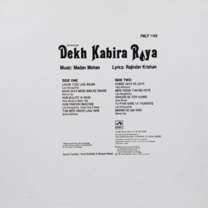 Dekh Kabira Roya - PMLP 1169 - (85-90%) - Cover Reprinted - Bollywood LP Vinyl