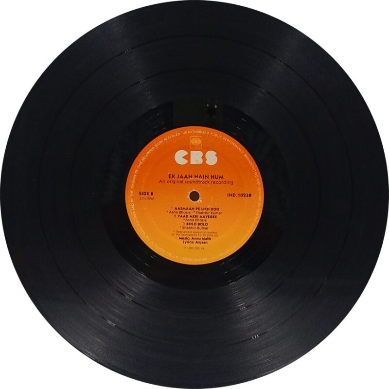 Ek Jaan Hain Hum - IND 1023 - (80-85%) - Cover Good Condition - CBF - Bollywood LP Vinyl
