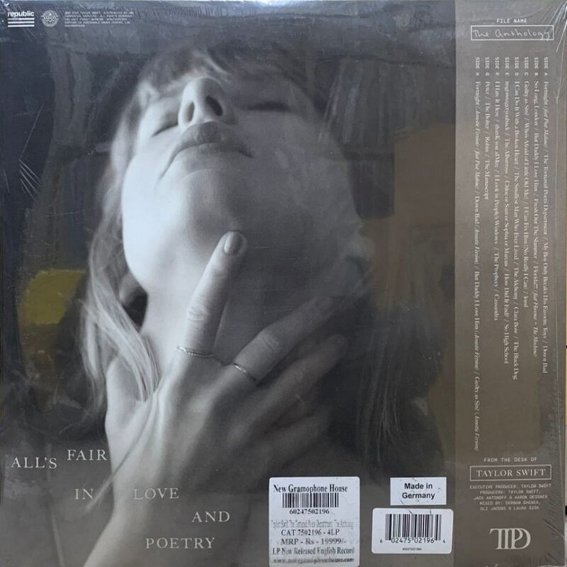 Taylor Swift - The Tortured Poets Department: The Anthology - 750219 6 - 4LP Set - New Release English LP Vinyl