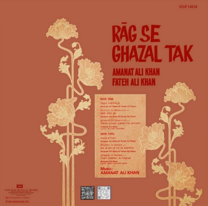 Amanat Ali & Fateh Ali - Rag Se Ghazal Tak - ECLP 14618 - (90-95%) - CR - Indian Classical Vocal LP Vinyl