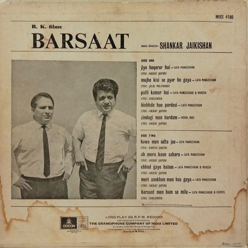 Barsaat - MOCE 4180 - Bollywood LP Vinyl Record