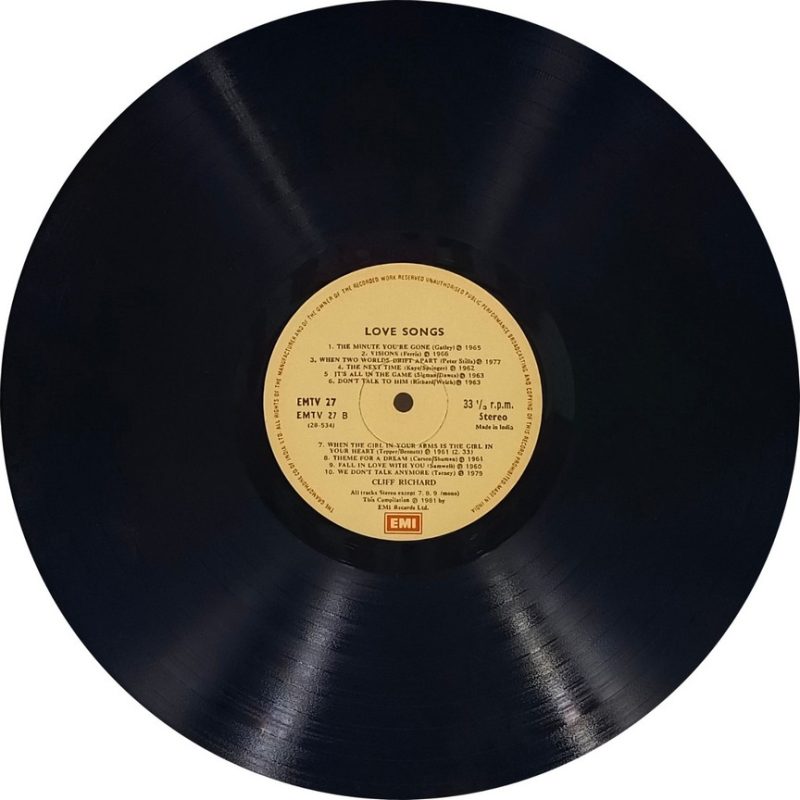 Cliff Richard-Love Songs - EMTV 27 - (85-90%) - CR - English Songs LP Vinyl