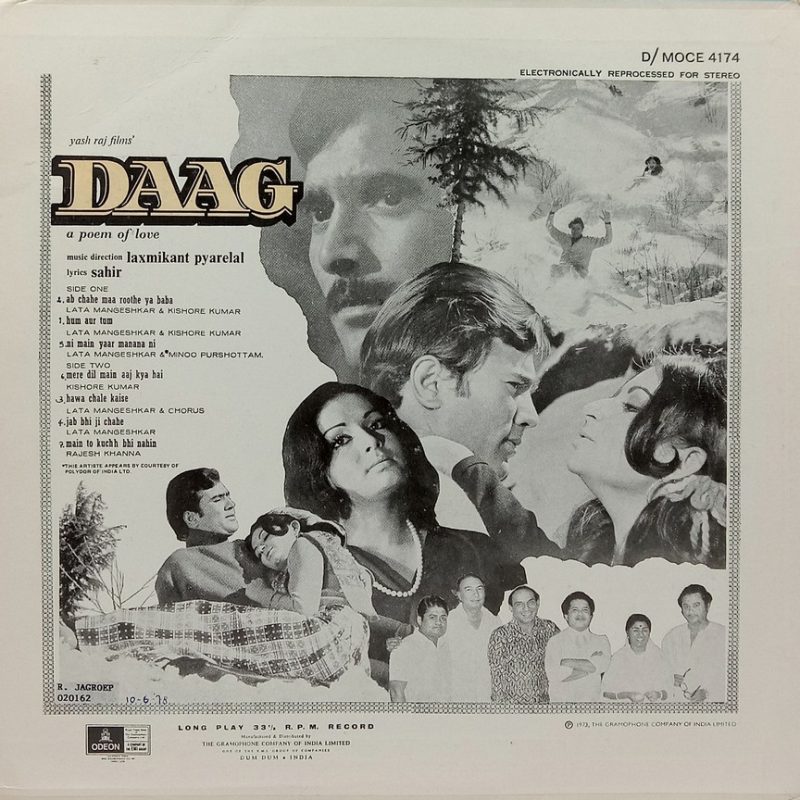 Daag - D/MOCE 4174 - (90-95%) - Bollywood LP Vinyl