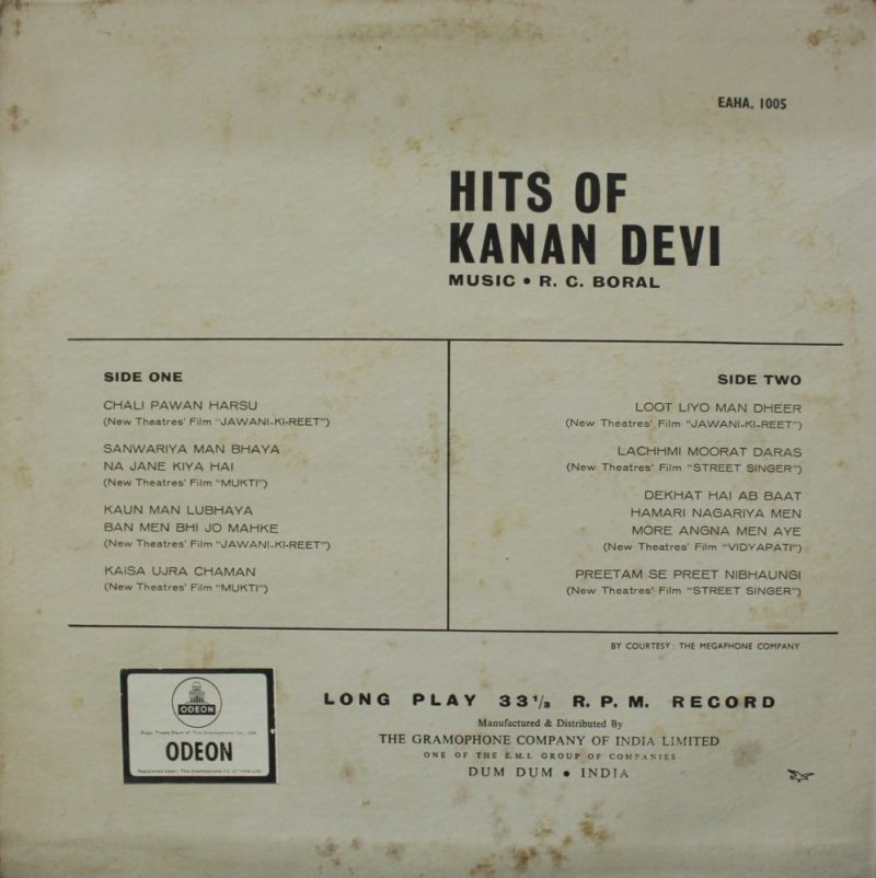 Kanan Devi Hits Of - EAHA 1005 - (Condition 90-95%) - Film Hits LP Vinyl Record Kanan Devi Hits Of - EAHA 1005 - (Condition 90-95%) - Film Hits LP Vinyl Record