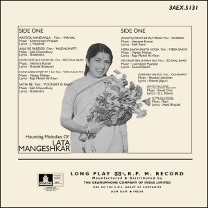 Lata Mangeshkar - Haunting Melodies - 3AEX 5131 - (80-85%) - CR - Film Hits LP Vinyl