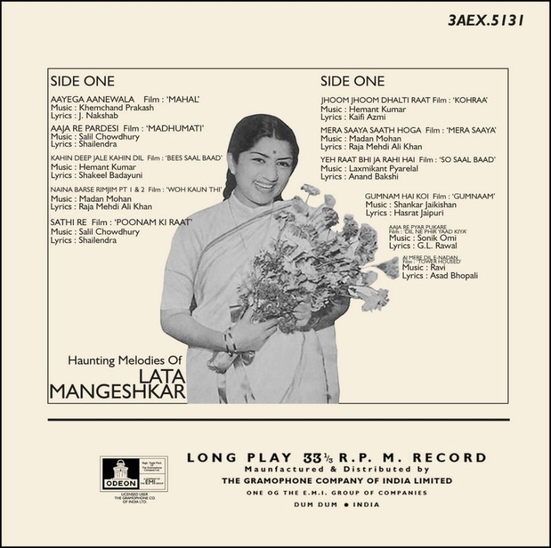 Lata Mangeshkar - Haunting Melodies - 3AEX 5131 - (80-85%) - CR - Film Hits LP Vinyl