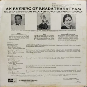 M. L. Vasanthakumari - An Evening Of Bharathanatyam - S/33ESX 6046 - (85-90%) - CBL - Indian Classical Vocal LP Vinyl
