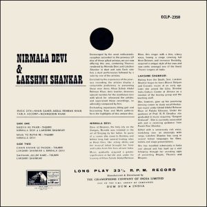 Nirmala Devi & Lakshmi Shankar - ECLP 2350 - (80-85%) - HCL - CR - Indian Classical Vocal LP Vinyl