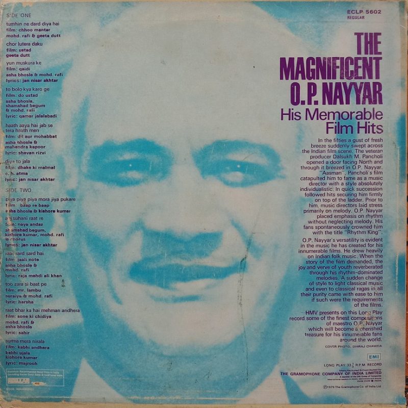 O. P. Nayyar - The Magnificent - ECLP 5602 - (90-95%) - Film Hits LP Vinyl