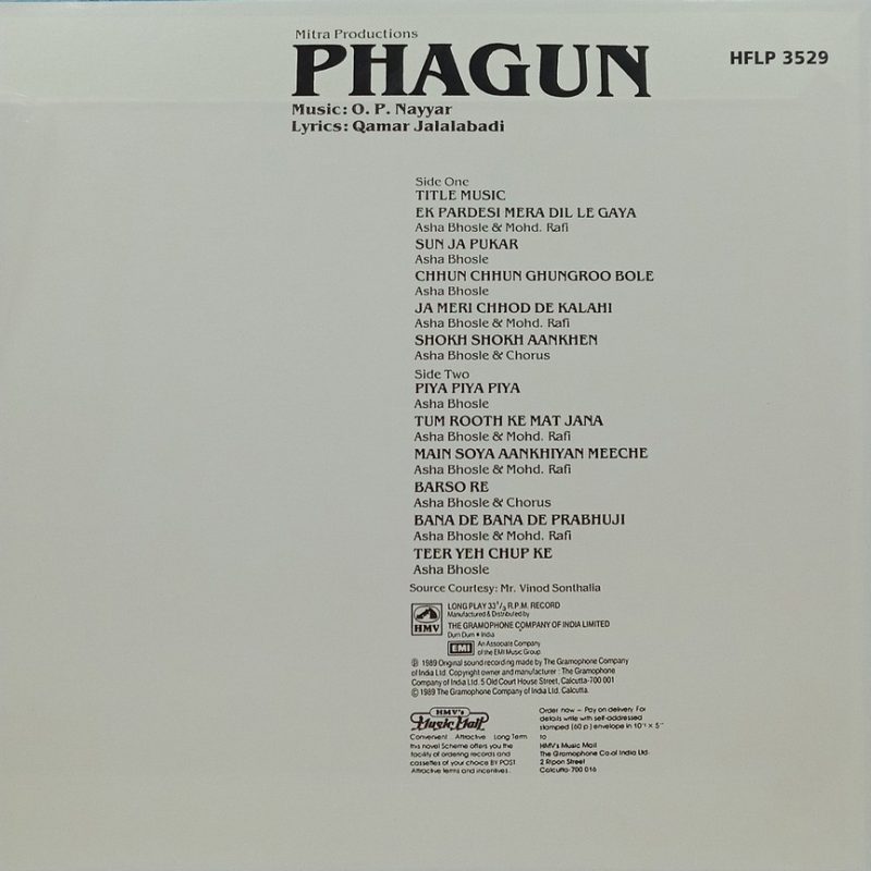 Phagun - HFLP 3529 - (90-95%) - CR - Bollywood LP Vinyl