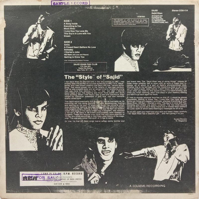 Sajid - COS 114 - (80-85%) - English Song LP Vinyl
