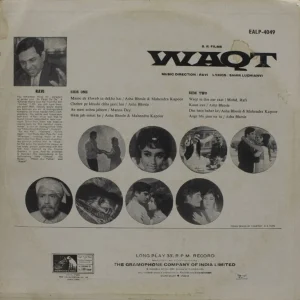 Waqt - EALP 4049 - Bollywood LP Vinyl