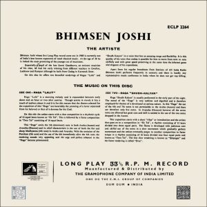 Bhimsen Joshi - ECLP 2264 - (80-85%) - CR - Indian Classical Vocal LP Vinyl