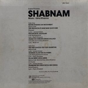 Shabnam - HFLP 3561 - (90-95%) - CR - Bollywood LP Vinyl