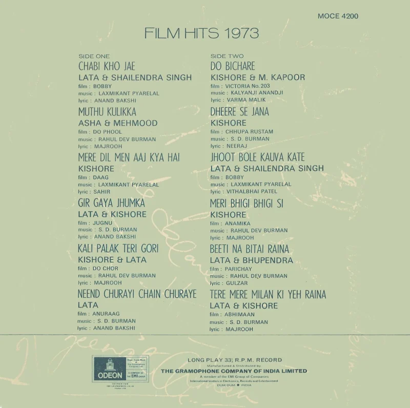 Film Hits 1973 - MOCE 4200 - (Condition 80-85%) - Cover Reprinted - LP Record
