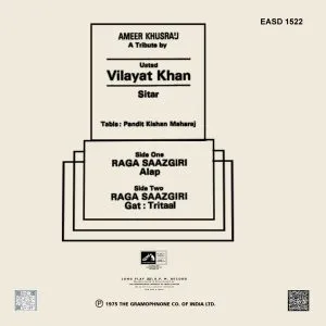 Vilayat Khan Ameer - EASD 1522 – (85-90%) - CR – HMV Colour Label - Indian Classical Instrumental LP Vinyl Record