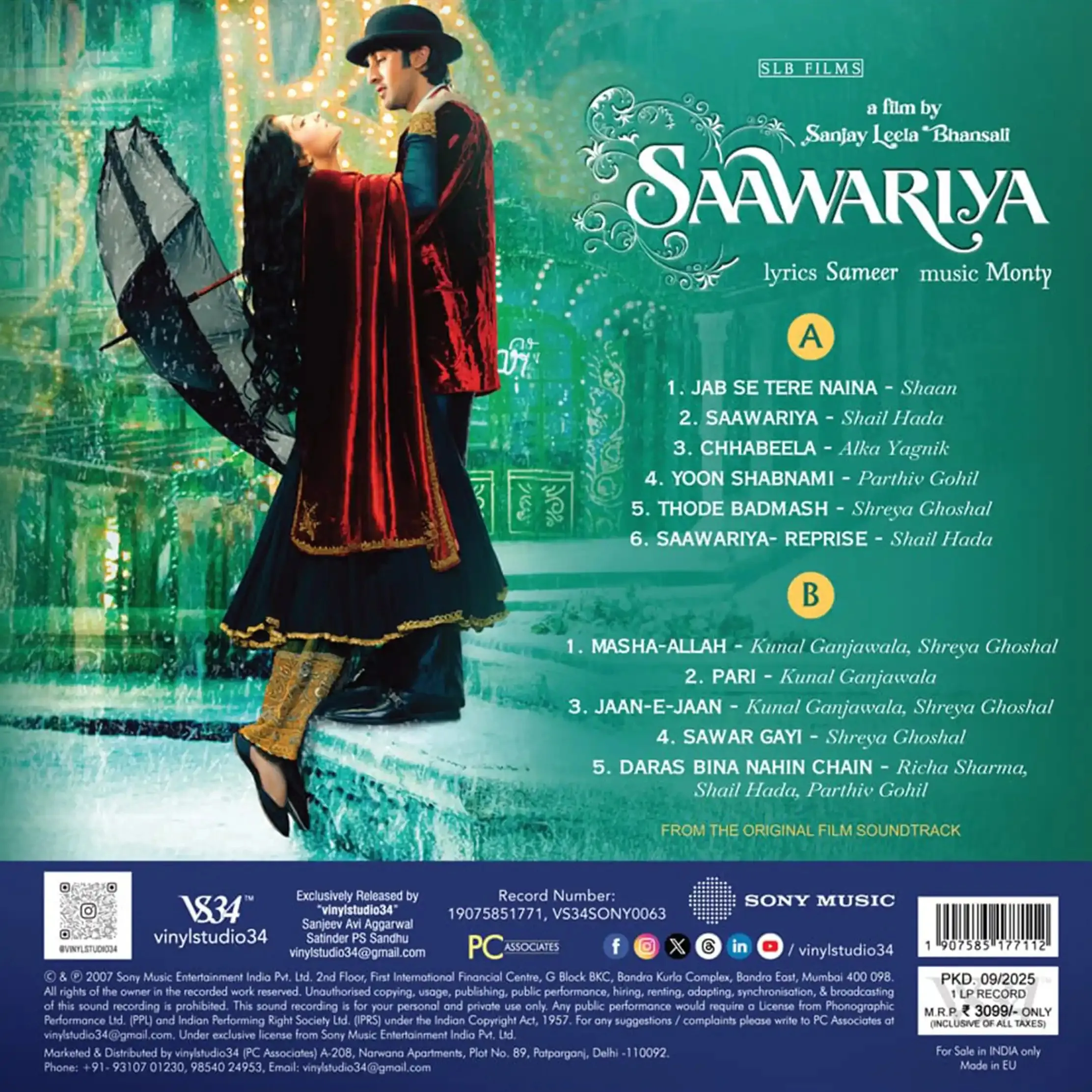 Saawariya – VS34SONY0063 - New Release Hindi Vinyl RecordSaawariya – VS34SONY0063 - New Release Hindi Vinyl Record Saawariya – VS34SONY0063 - New Release Hindi Vinyl Record