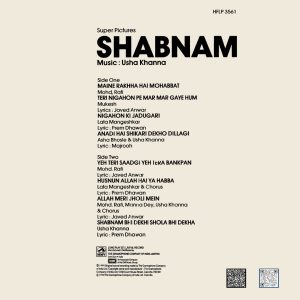 Shabnam - HFLP 3561 - CR - Bollywood LP Vinyl Record