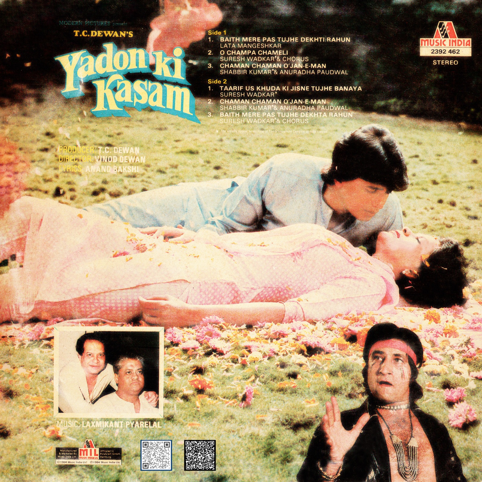 Yadon Ki Kasam - 2392 462 - (Condition 90-95%) - Cover Reprinted - LP Bollywood Vinyl Record Yadon Ki Kasam - 2392 462 - (Condition 90-95%) - Cover Reprinted - LP Bollywood Vinyl Record