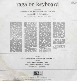 Raga On Keyboard - EASD 1404 – (Condition - 80-85%) - HMV Colour Label – Indian Classical Instrumental LP Vinyl Record
