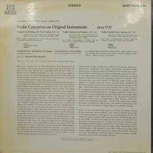 Johann Sebastian Bach – Violin Concertos On Original Instruments - SAWT 9508-A - (90-95%) - CBF - Western Classical LP Vinyl Record