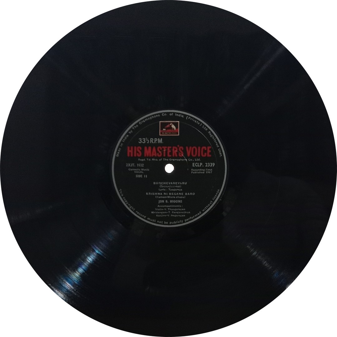 Jon Higgins Sings Carnatic Music - ECLP 2339 – HMV Black Label - (90-95%) – Indian Classical Vocal LP Vinyl Record Jon Higgins Sings Carnatic Music - ECLP 2339 – HMV Black Label - (90-95%) – Indian Classical Vocal LP Vinyl Record