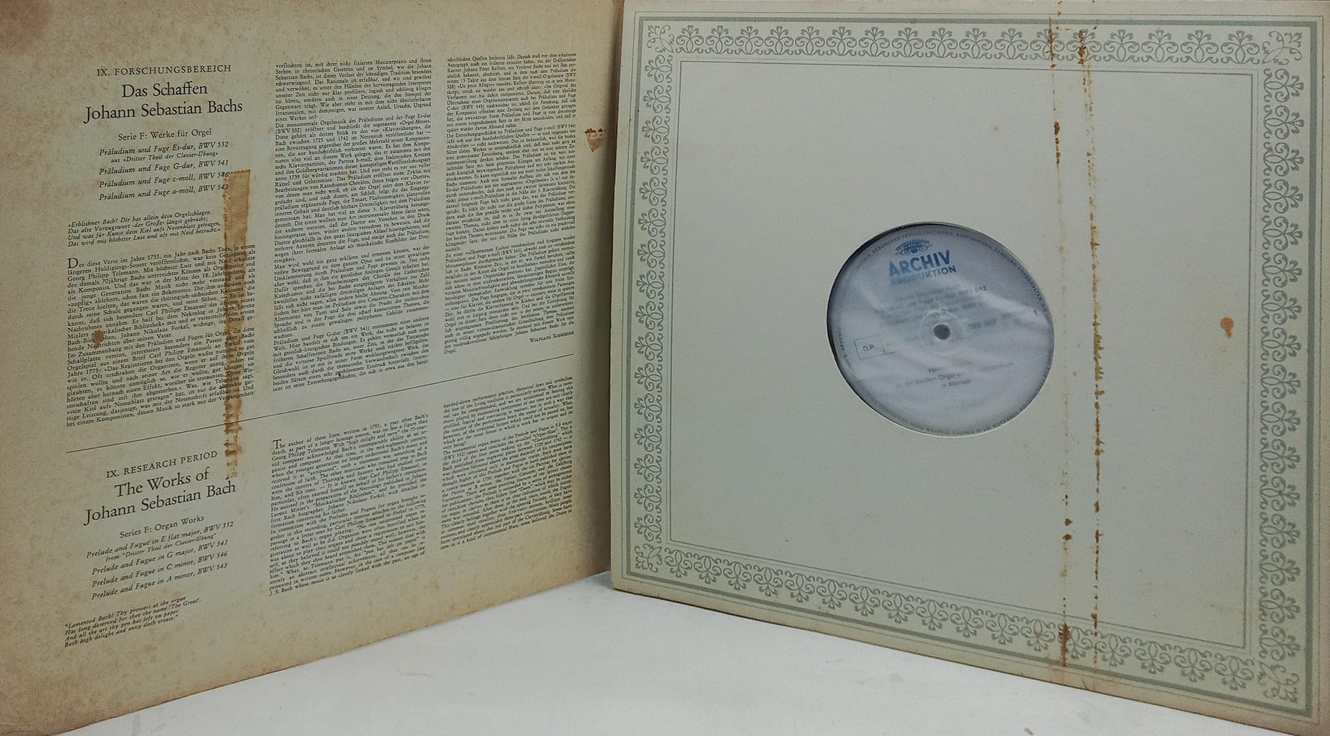 Johann Sebastian Bach – Präludien Und Fugen - 198 307 - Cover 3 Fold - Western Classical LP Vinyl Record Johann Sebastian Bach – Präludien Und Fugen - 198 307 - Cover 3 Fold - Western Classical LP Vinyl Record