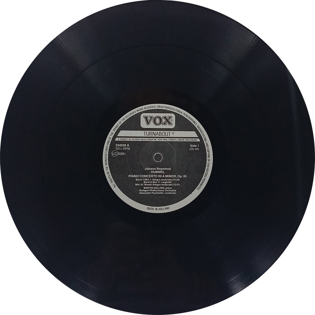 Johann Nepomuk Hummel - TV 334 028 - (90-95%) - Western Classical LP Vinyl Record Johann Nepomuk Hummel - TV 334 028 - (90-95%) - Western Classical LP Vinyl Record