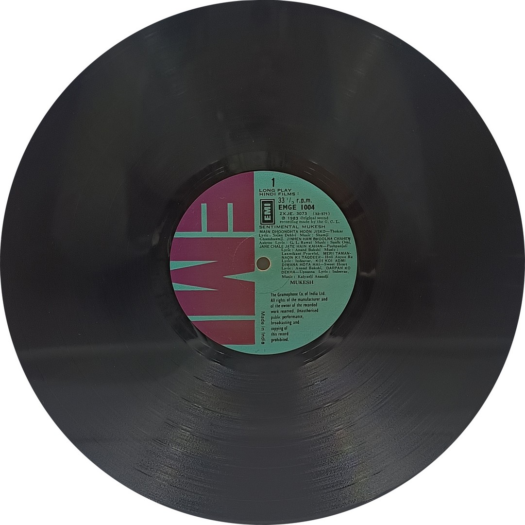 Mukesh (Sentimental) - EMGE 1004 - Film Hits LP Record Mukesh (Sentimental) - EMGE 1004 - Film Hits LP Record