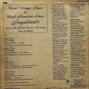 Vilayat Khan And Bismillah Khan – Jugalbandi - PSLP 3037/38 - Indian Classical Instrumental LP Vinyl Record