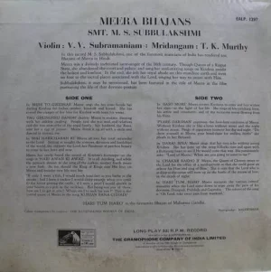 MEERA BHAJANS - EALP 1297 - (Conditon 90-95%) - HMV Red Label - Devotional LP Vinyl Record