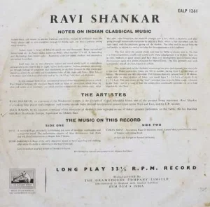 Ravi Shankar - EALP 1261 - (Condition - 85-90%) – HMV Red Label - Indian Classical LP Vinyl Record